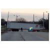 Truck that lost the trailer across the middle of the road